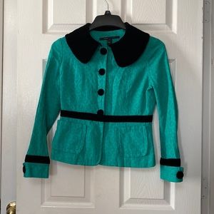 VTG Marc Jacobs Teal Brocade Black Velvet Jacket Blazer